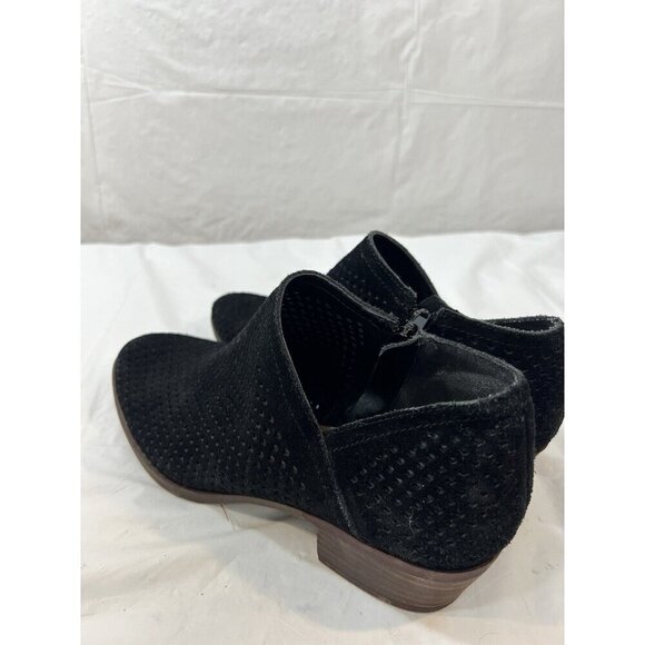 Lucky Brand Baley Black Suede Mesh Block Heel Side Zip Ankle Booties Boots  6.5 - Picture 12 of 14